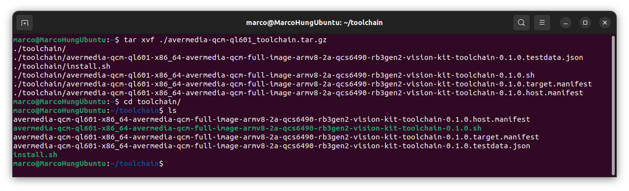 Extract the toolchain package