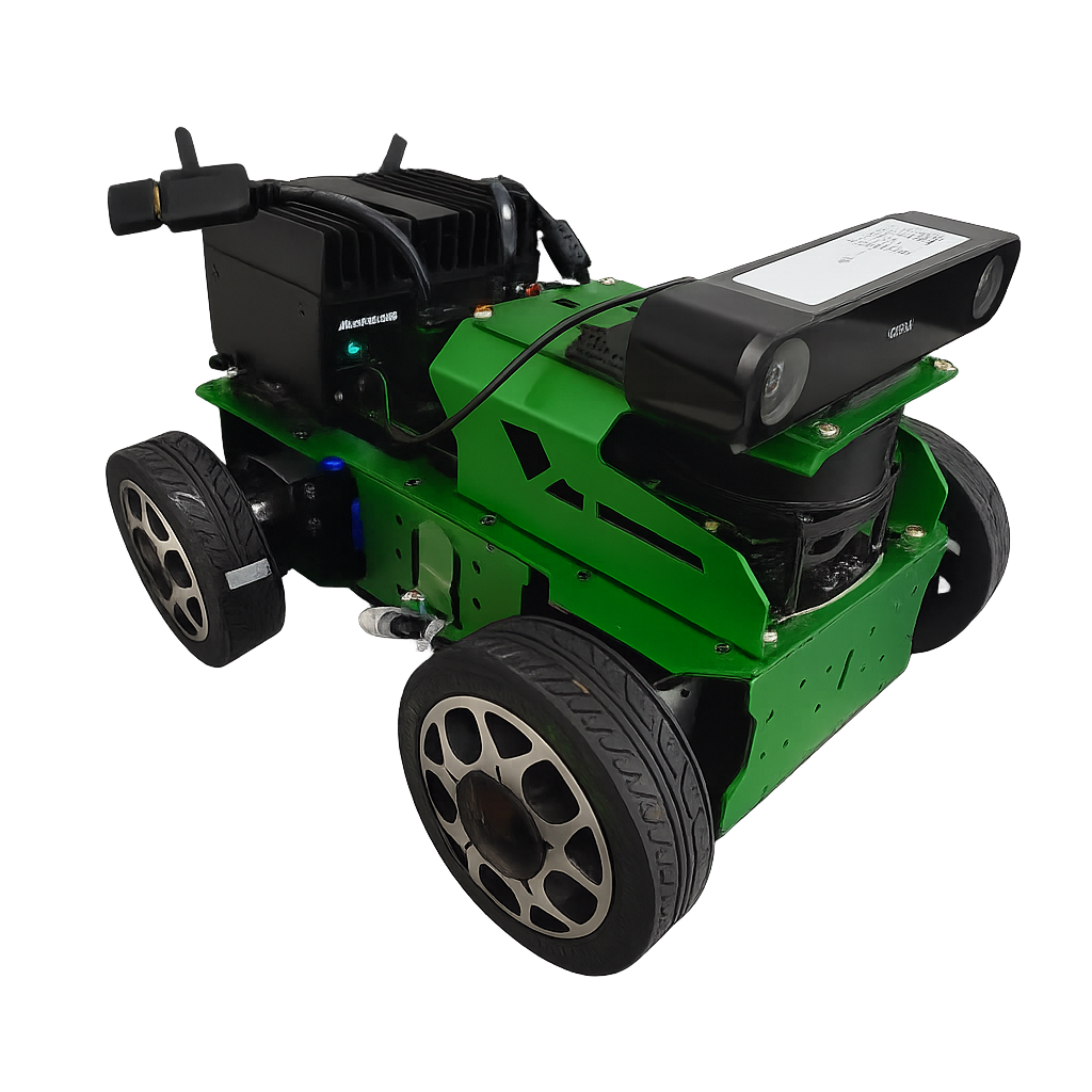 AMR robot powered by Jetson Orin NX (AVerMedia D115W) with stereo camera and actuator.